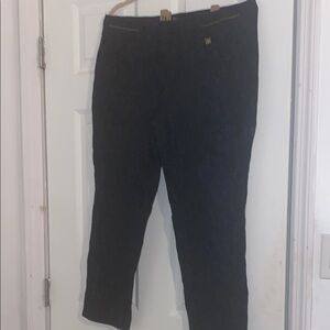 Anne Klein velvet textured Black Slim Fit Pants